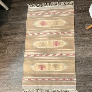 Beige and Pink Patterned Rug